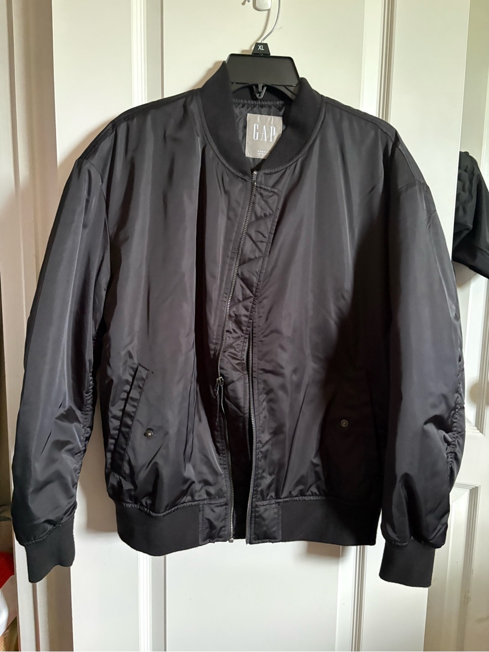 GAP Men's Black Bomber Jacket with Ribbed Trim
